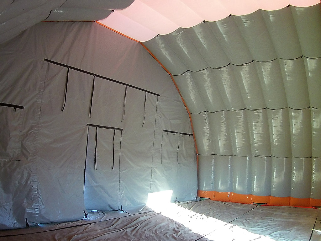inside view of 10m wide inflatable shelter