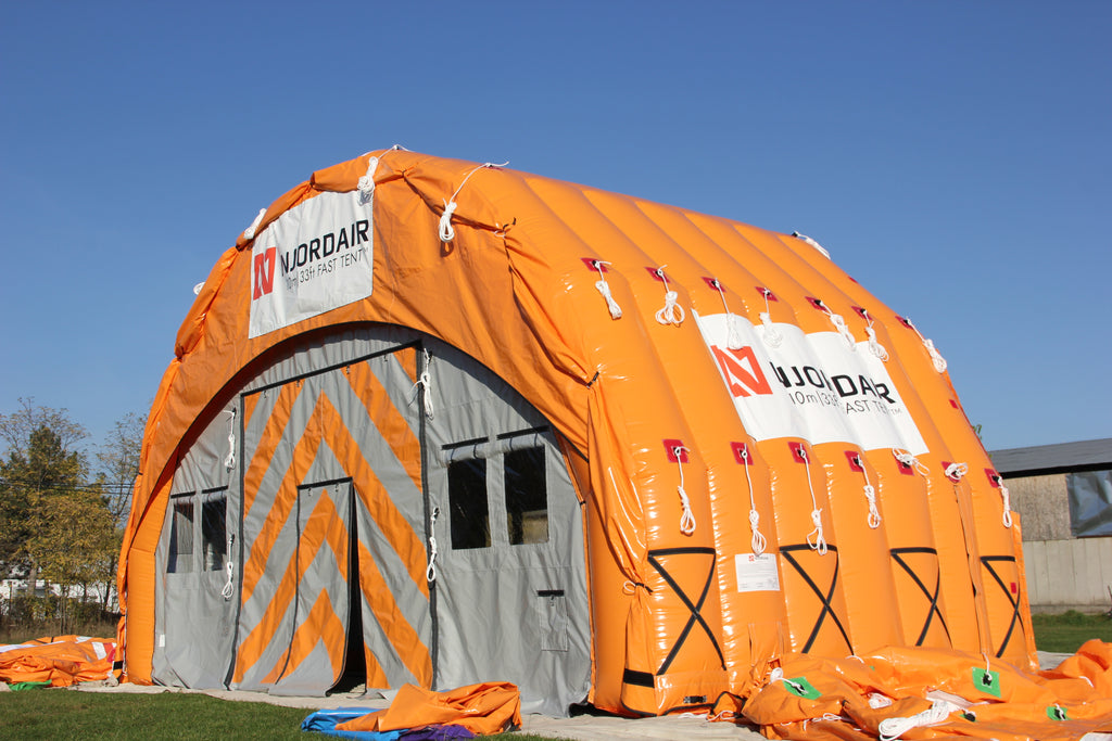 inflatable shelter 10m wide external view