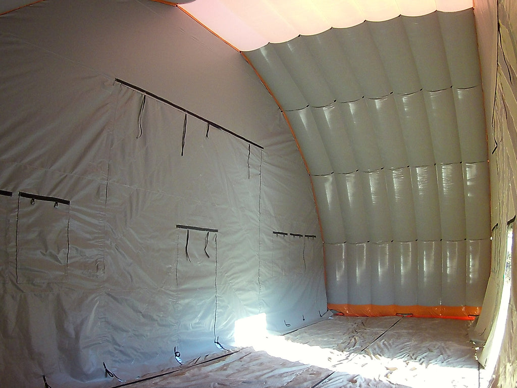 internal view of 14m wide (46ft) inflatable shelter